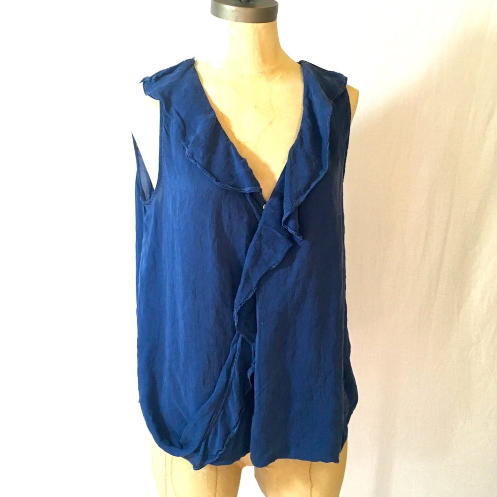 Maven West Cupro Silk Sleeveless Ruffle Top
